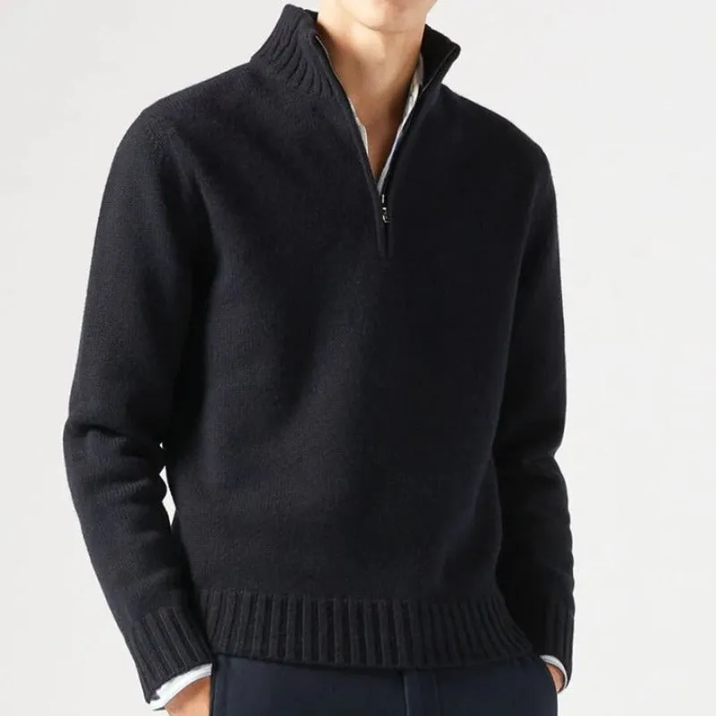 Men's Classic Half-Zip Mock Neck Knitted Jumoer | Ideal for Autumn/Winter