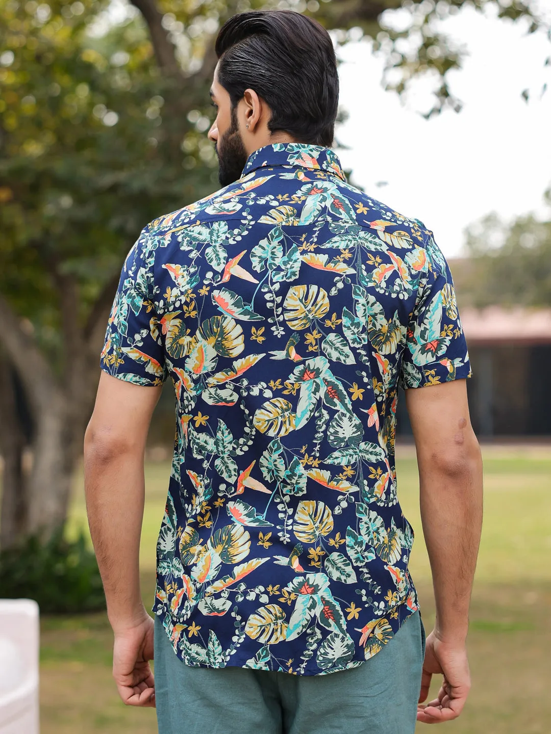Men's Floral Print Pure Viscose Rayon Multi Colour Casual Shirt