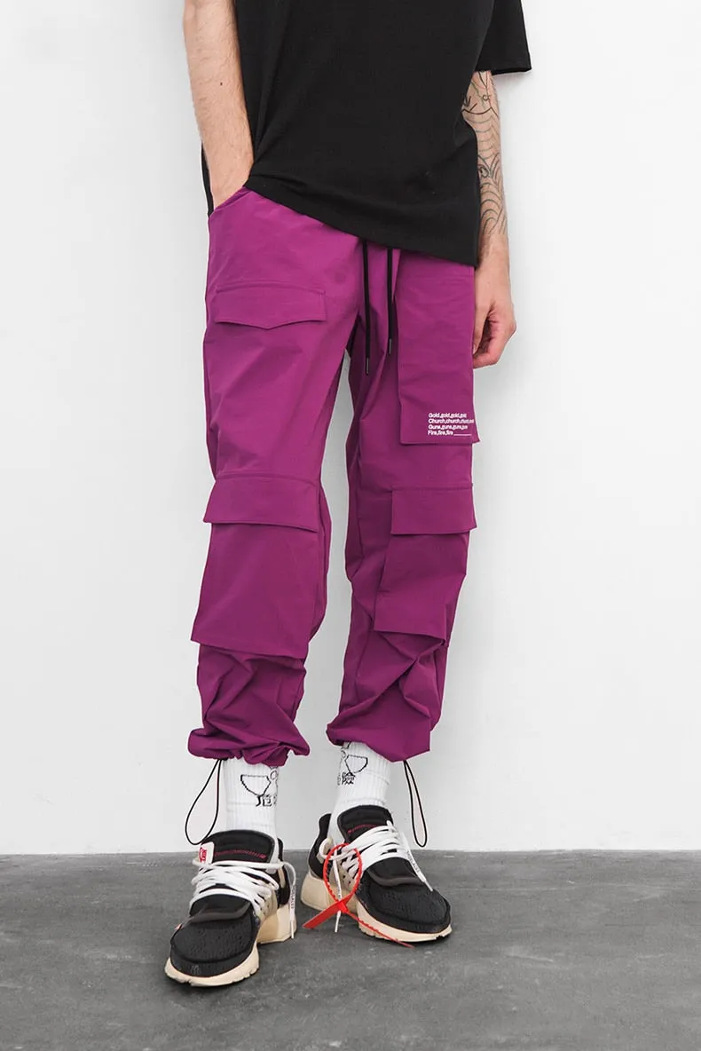 Men's Spring/Autumn Elastic Waist Multi-Pocket Joggers