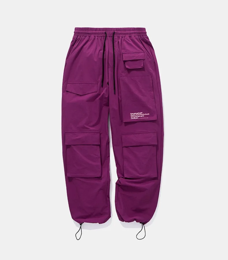 Men's Spring/Autumn Elastic Waist Multi-Pocket Joggers