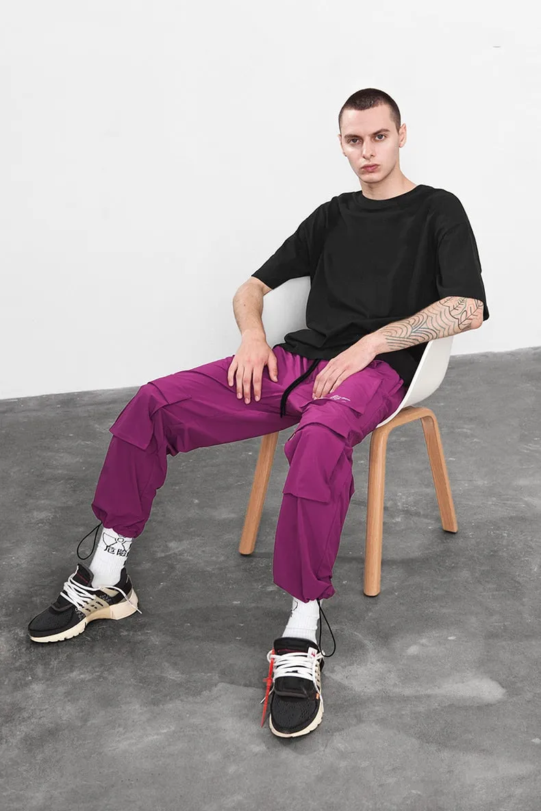 Men's Spring/Autumn Elastic Waist Multi-Pocket Joggers