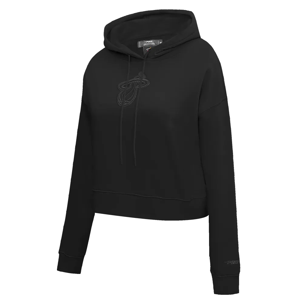 NBA MIAMI HEAT NEUTRAL WOMEN'S CROPPED PO HOODIE (BLACK)
