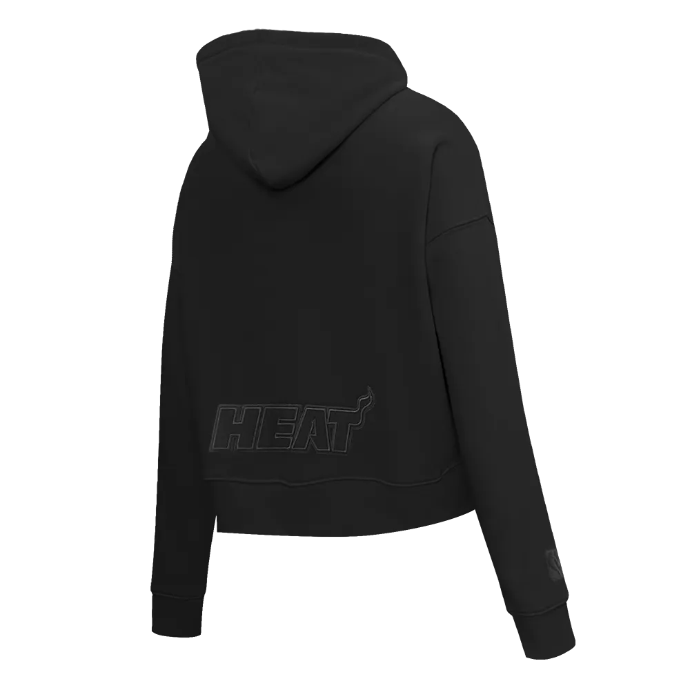 NBA MIAMI HEAT NEUTRAL WOMEN'S CROPPED PO HOODIE (BLACK)