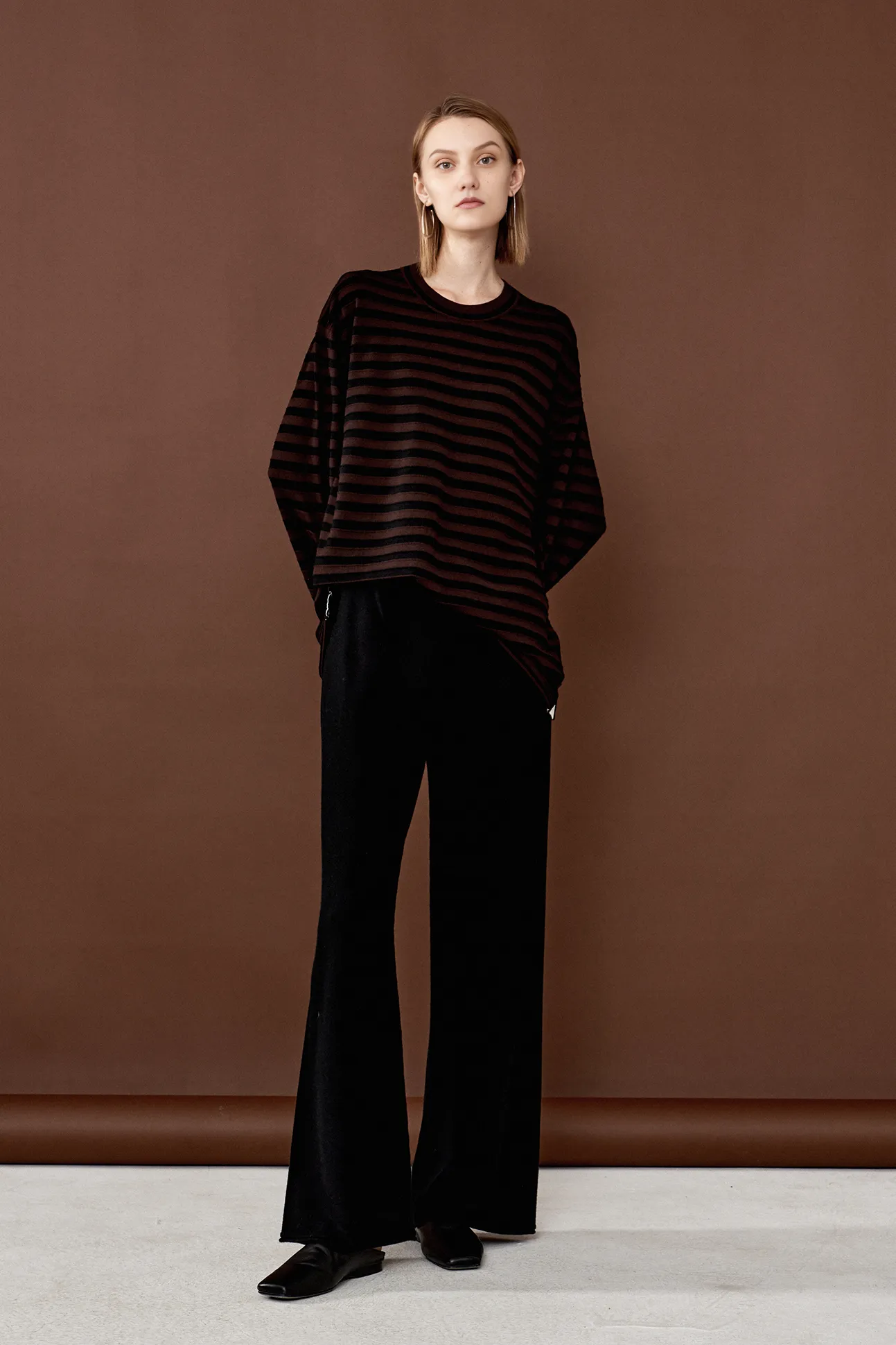 Oversized Long Sleeve Wool Stripe Shirt