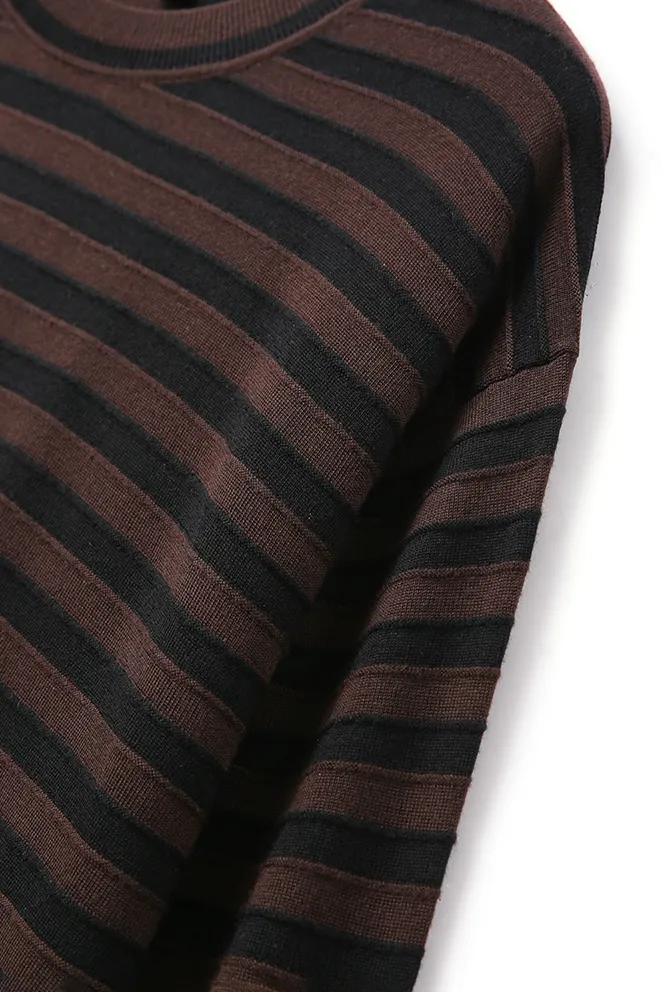 Oversized Long Sleeve Wool Stripe Shirt