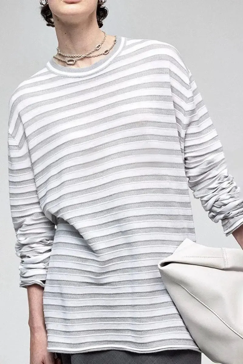 Oversized Long Sleeve Wool Stripe Shirt