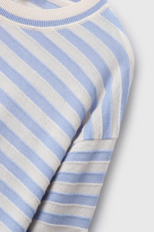 Oversized Long Sleeve Wool Stripe Shirt