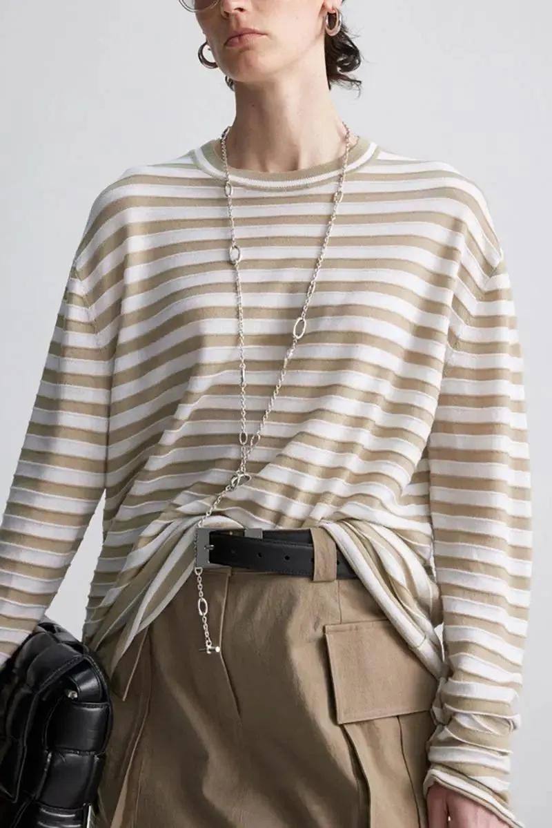 Oversized Long Sleeve Wool Stripe Shirt
