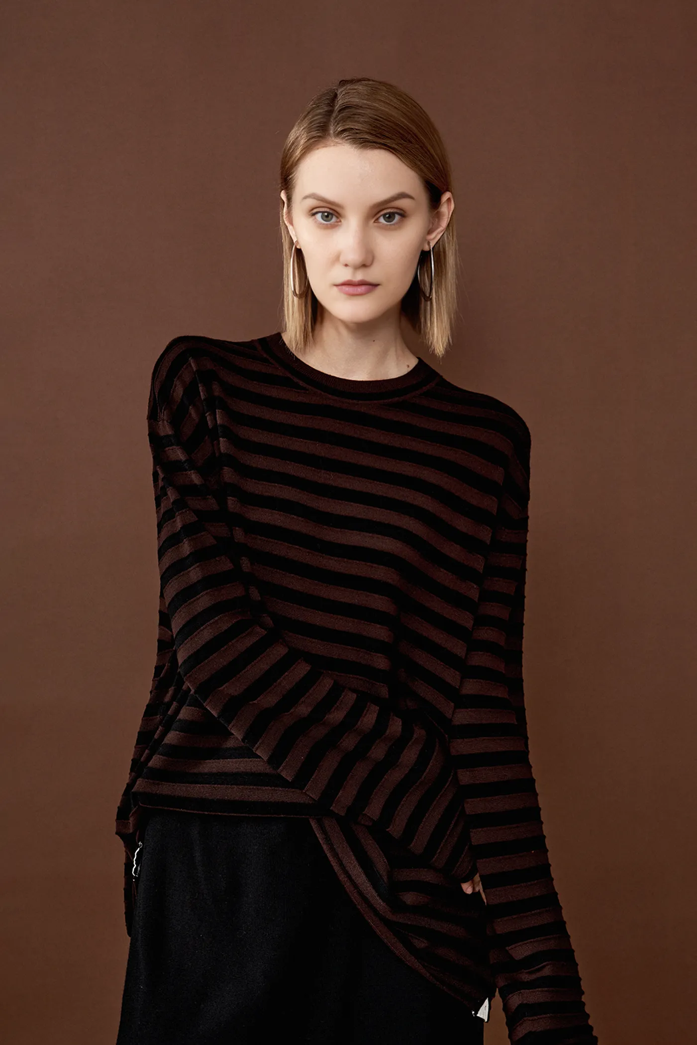 Oversized Long Sleeve Wool Stripe Shirt