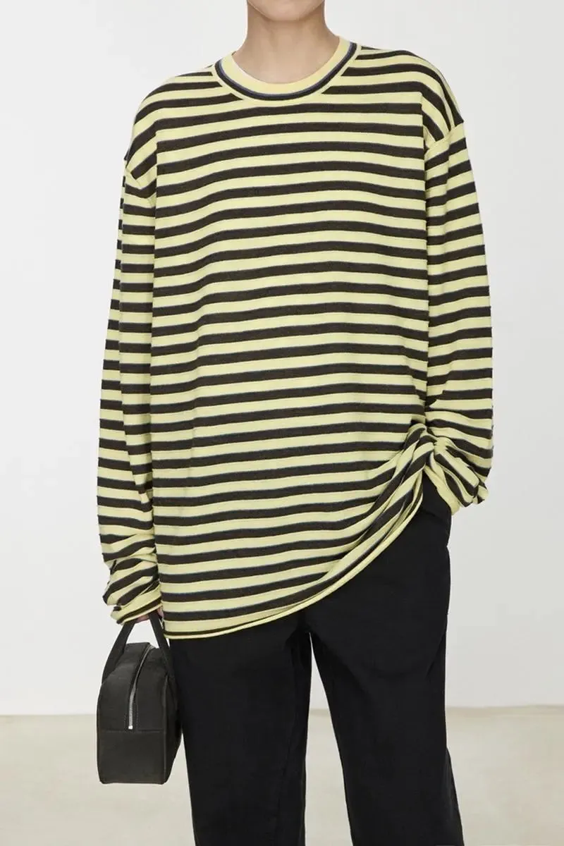 Oversized Long Sleeve Wool Stripe Shirt