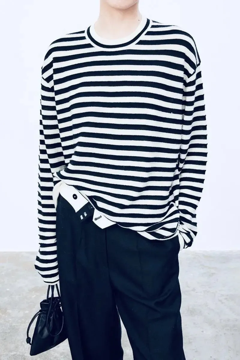 Oversized Long Sleeve Wool Stripe Shirt