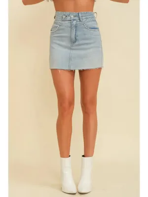 Pearl Pocket Detail Skirt • Light Denim
