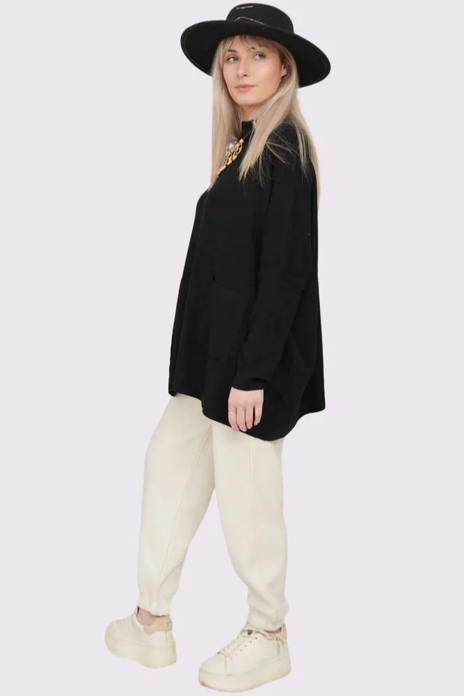 Plain Knitted Front Pocket Top