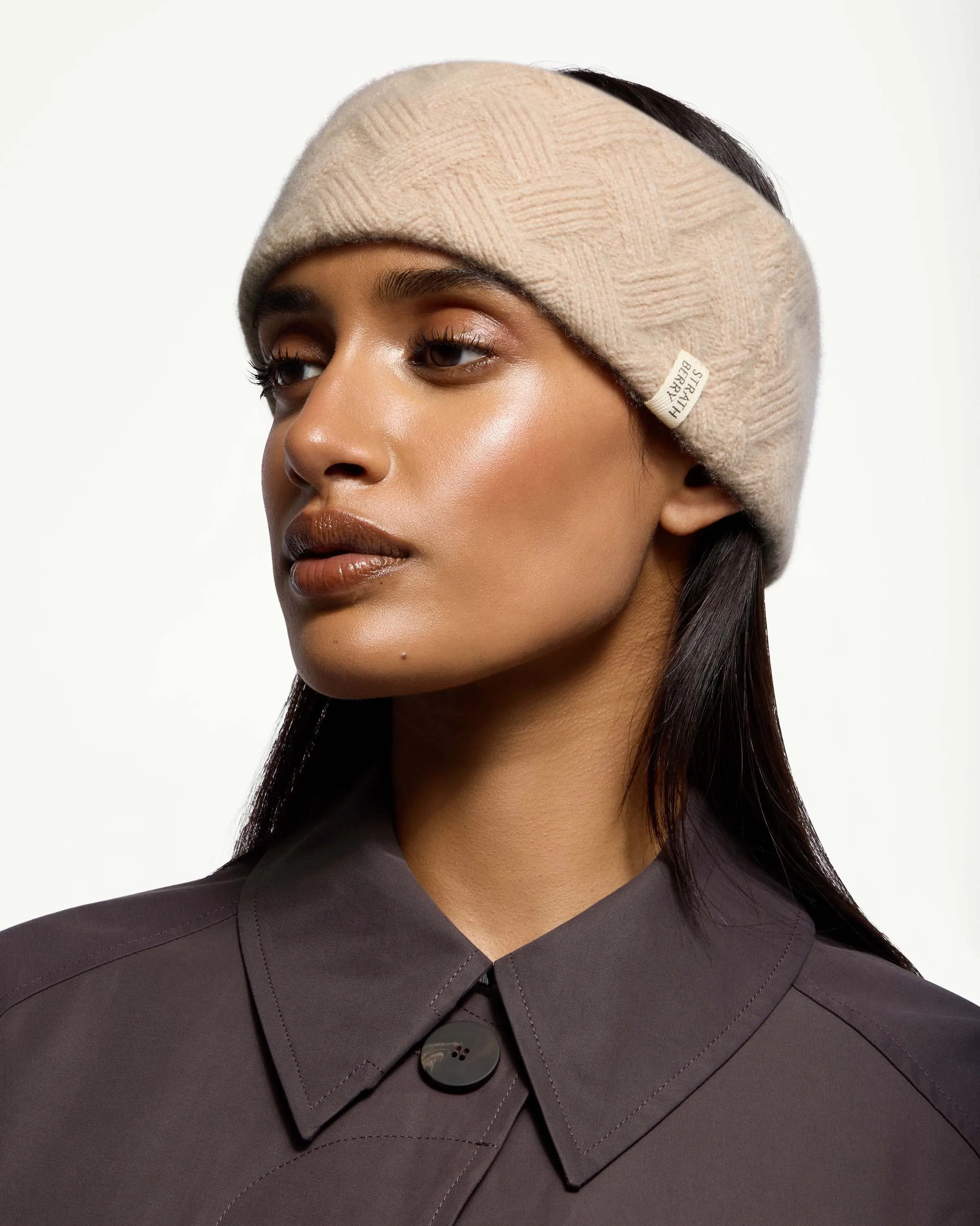 Sanday Cable Knit Pure Cashmere Headband - Wheat