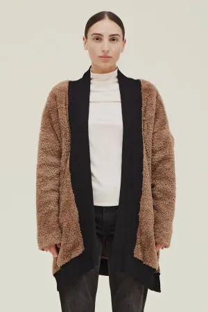 Sherpa Cardi W/Contrast Rib Border