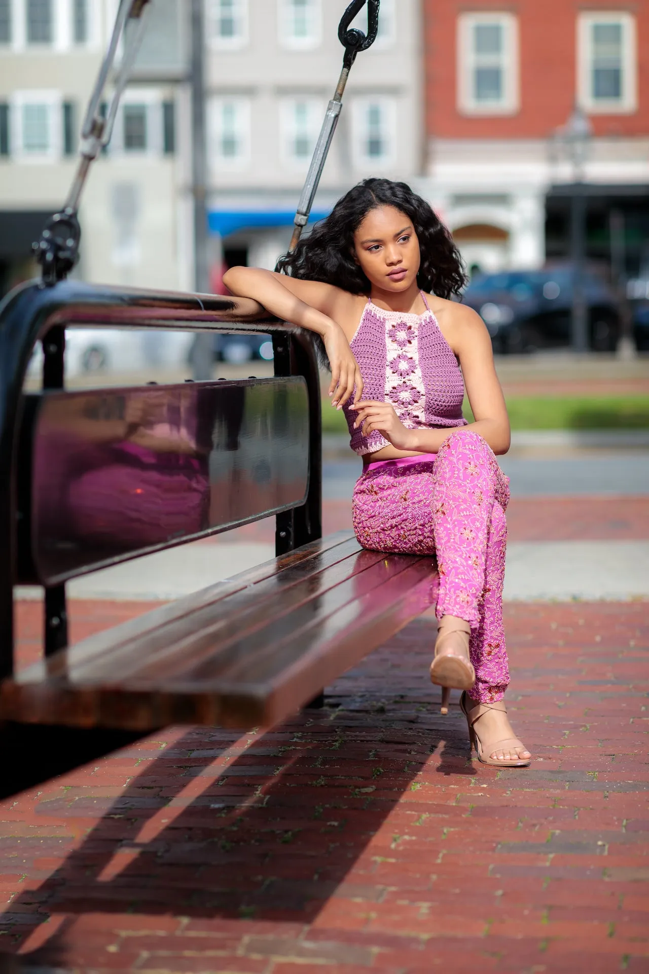 Silk Georgette  Baby Pink Fully Embroidered  pants