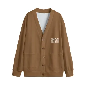 Sixty Eight 93 Logo White Chocolate Unisex V-Neck Knitted Fleece Cardigan