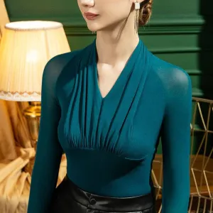 Slim Fit V-Neck Mesh Top