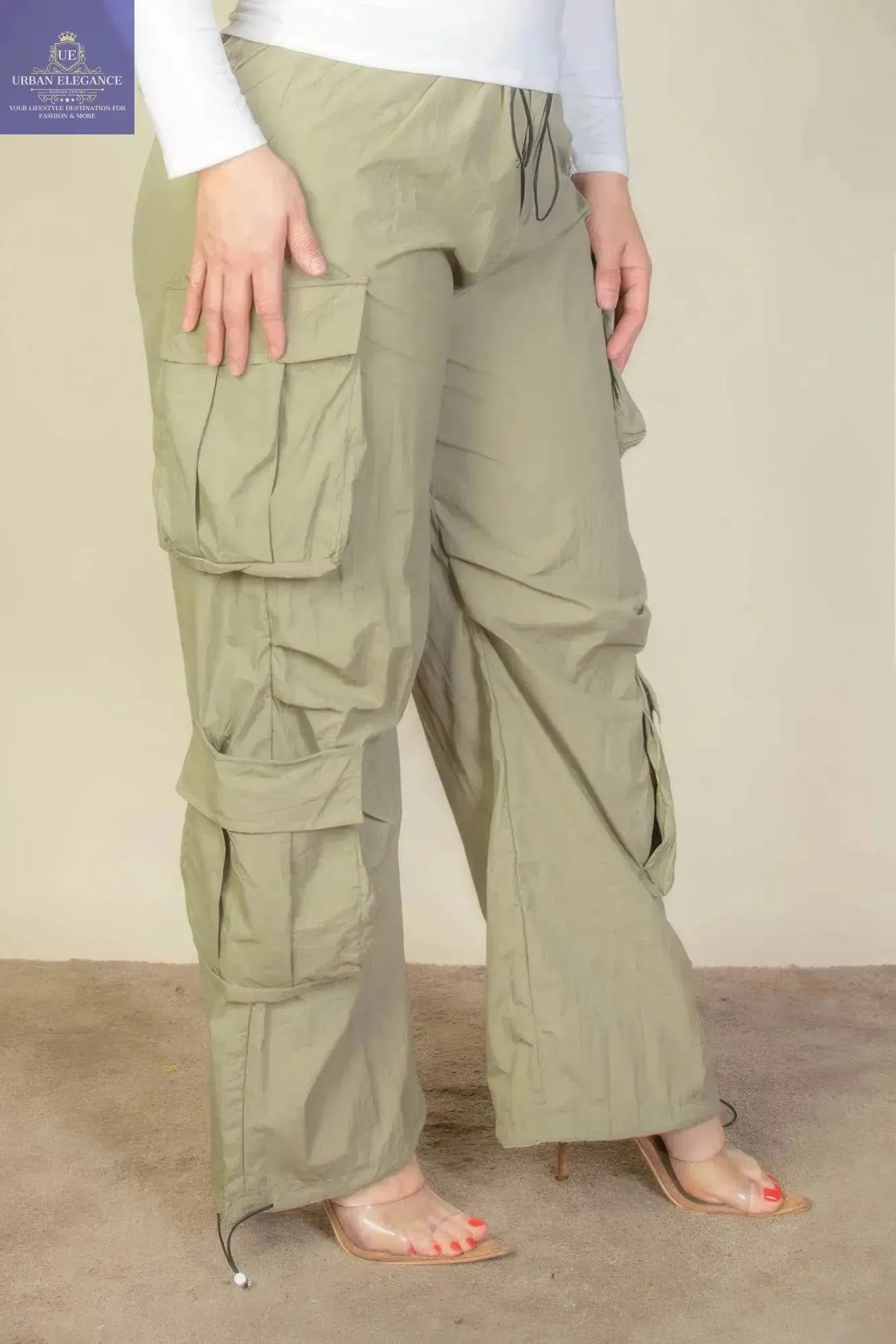 Stylish Plus Size Drawstring Parachute Pants