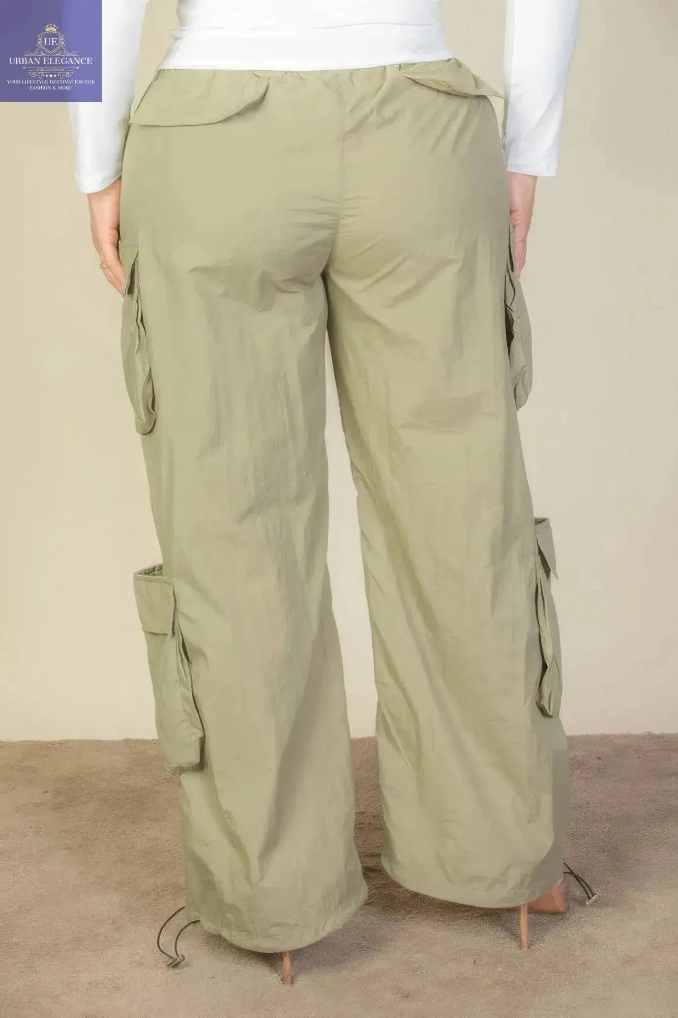 Stylish Plus Size Drawstring Parachute Pants