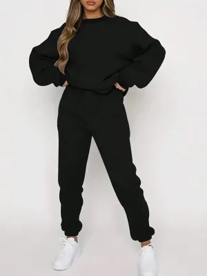 SXV Solid Thermal Lined Sweatshirt & Sweatpants