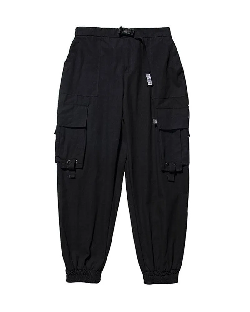 Techwear Street Style Cargo Black Pants