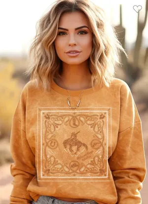 The Spring Mustard Bandana Bronc Pullover