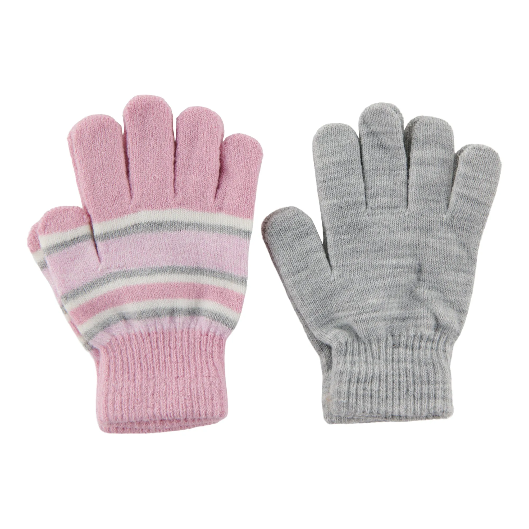 Toddler Girl's Striped Gloves, 2 Pack