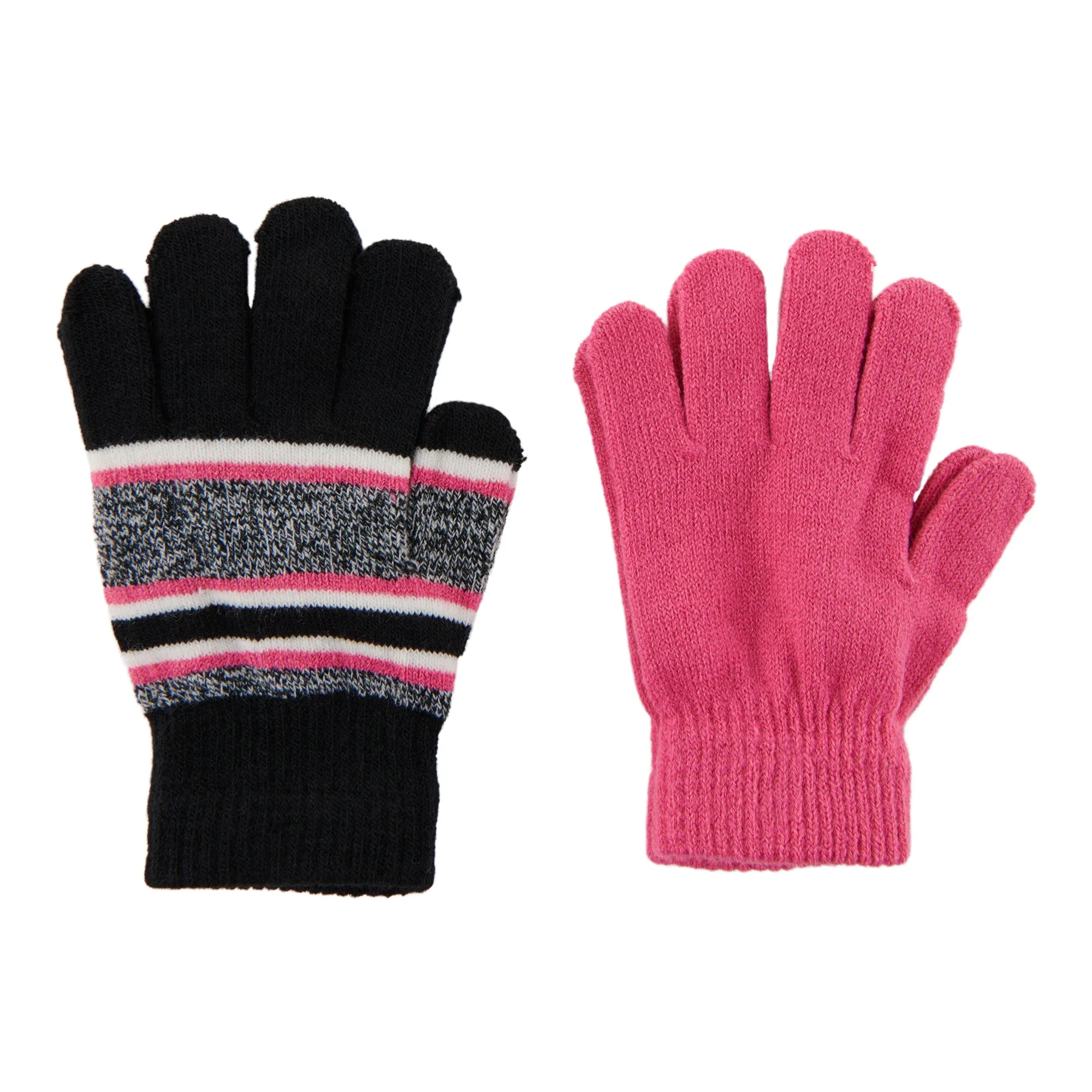 Toddler Girl's Striped Gloves, 2 Pack
