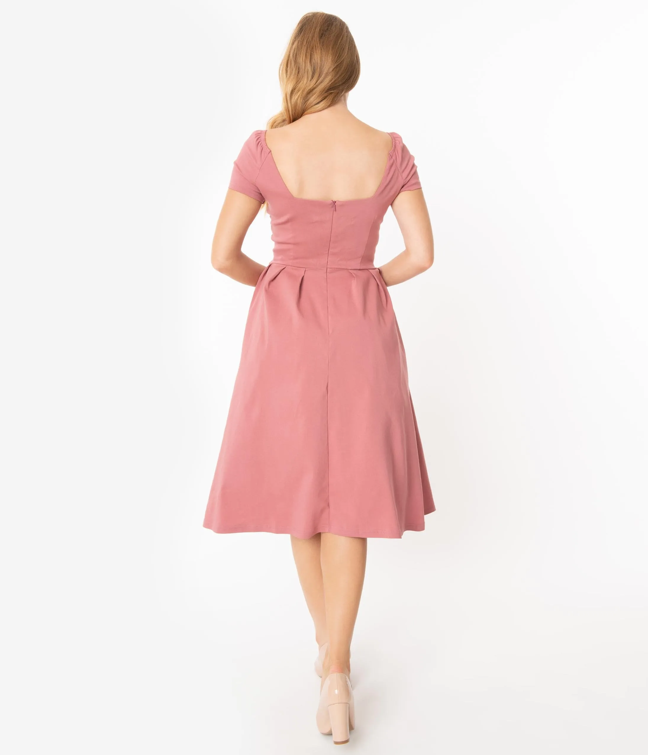 Unique Vintage 1950s Rose Sweetheart Midge Swing Dress