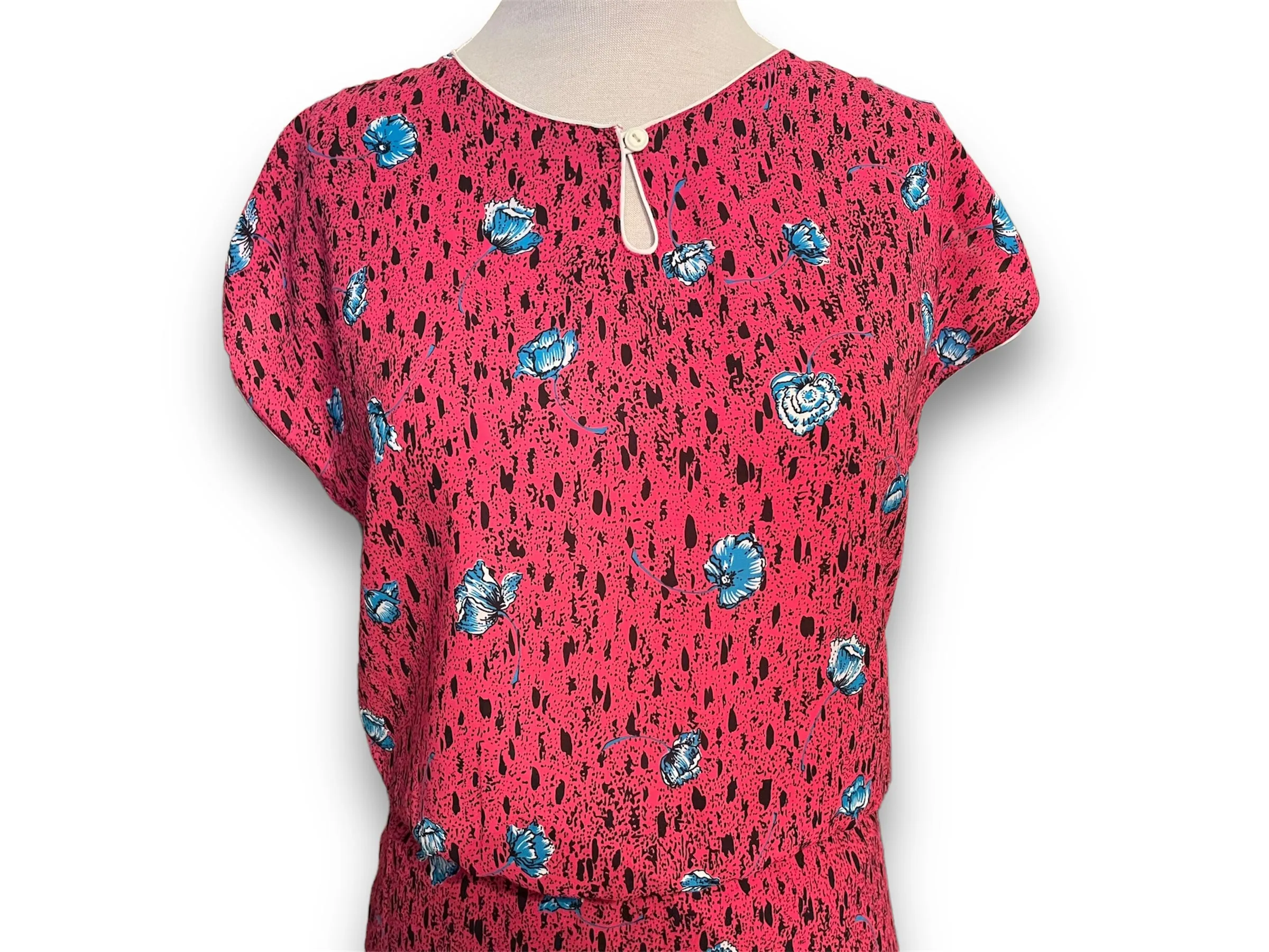 Vintage 1980’s 2 Piece Pink & Blue Floral Print Set